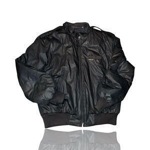Vintage Members Only Men's Black Bomber Jacket Size 42